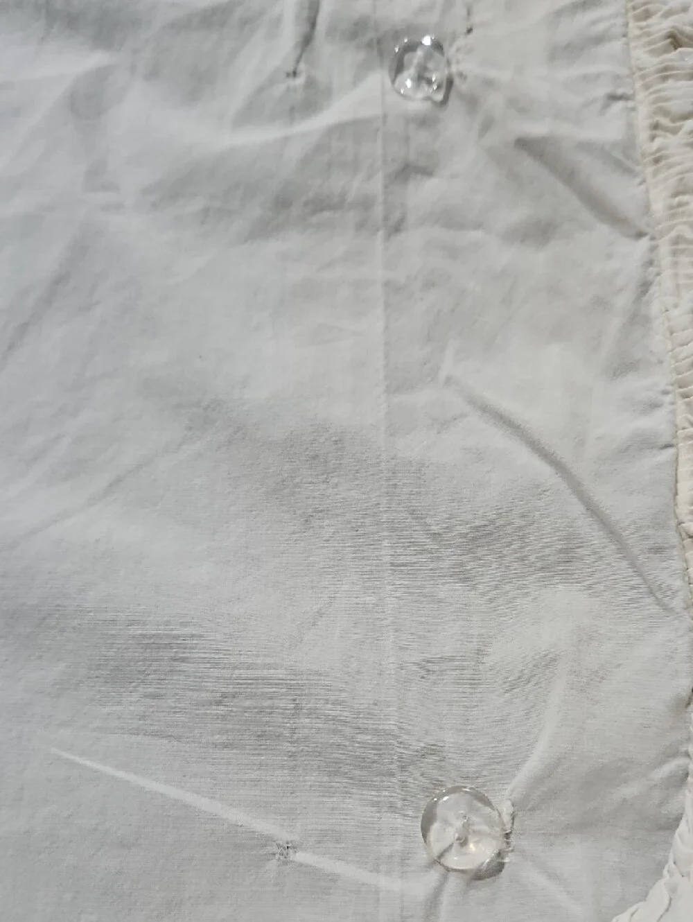 Anthropologie Cream Ruffled Duvet Cover